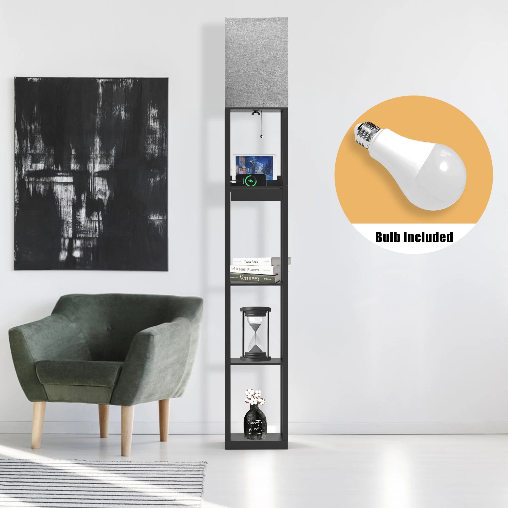 Column Floor Lamp with Shelves