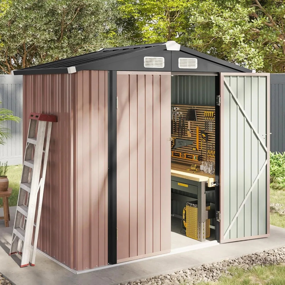 Outdoor Storage with Doors & Slooping Roof