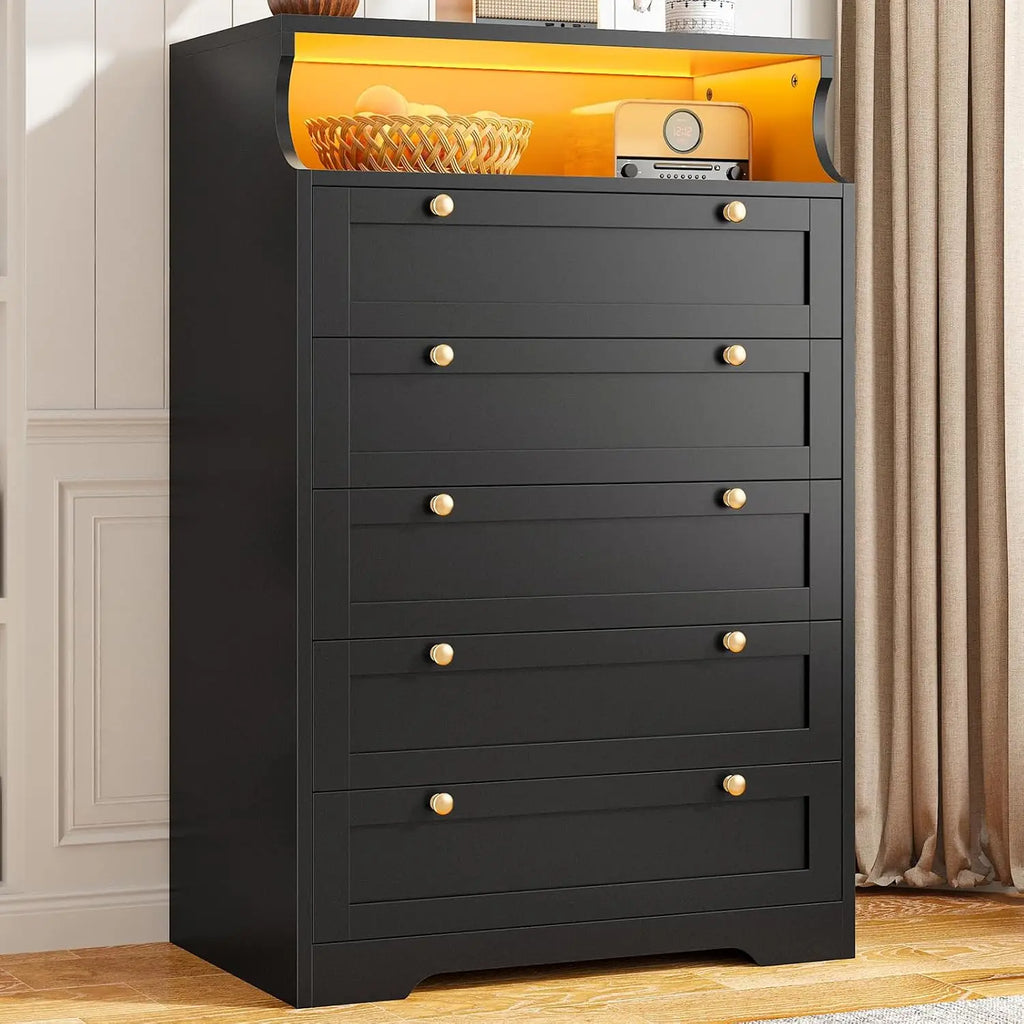 Dresser with LED Lights and  Shelves