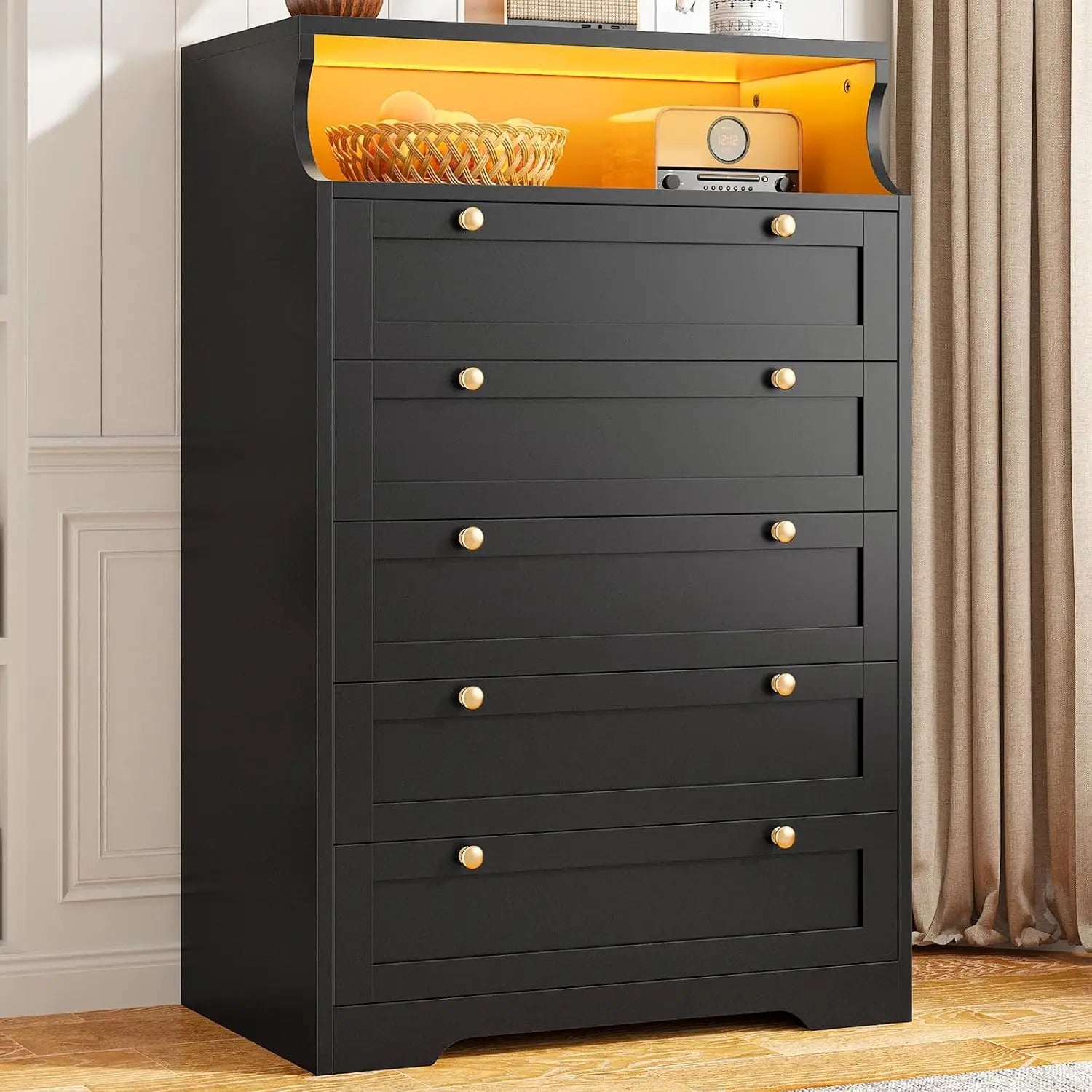 Dresser with LED Lights and  Shelves