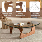 Coffee Tables for Living Room-Triangle Glass Coffee Table with Wooden Base Modern Abstract End Table for Study Room Office Hotel