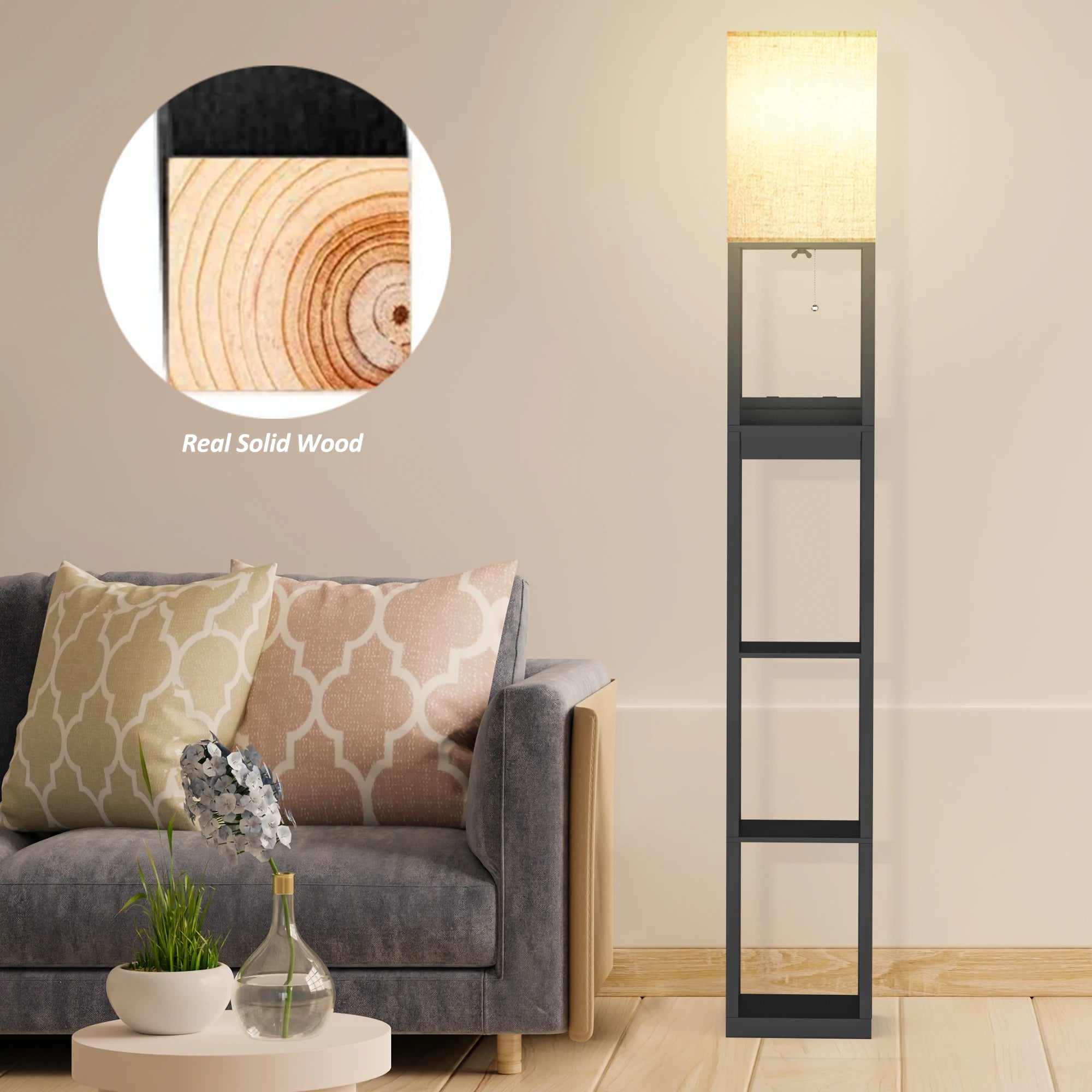 Column Floor Lamp with Shelves