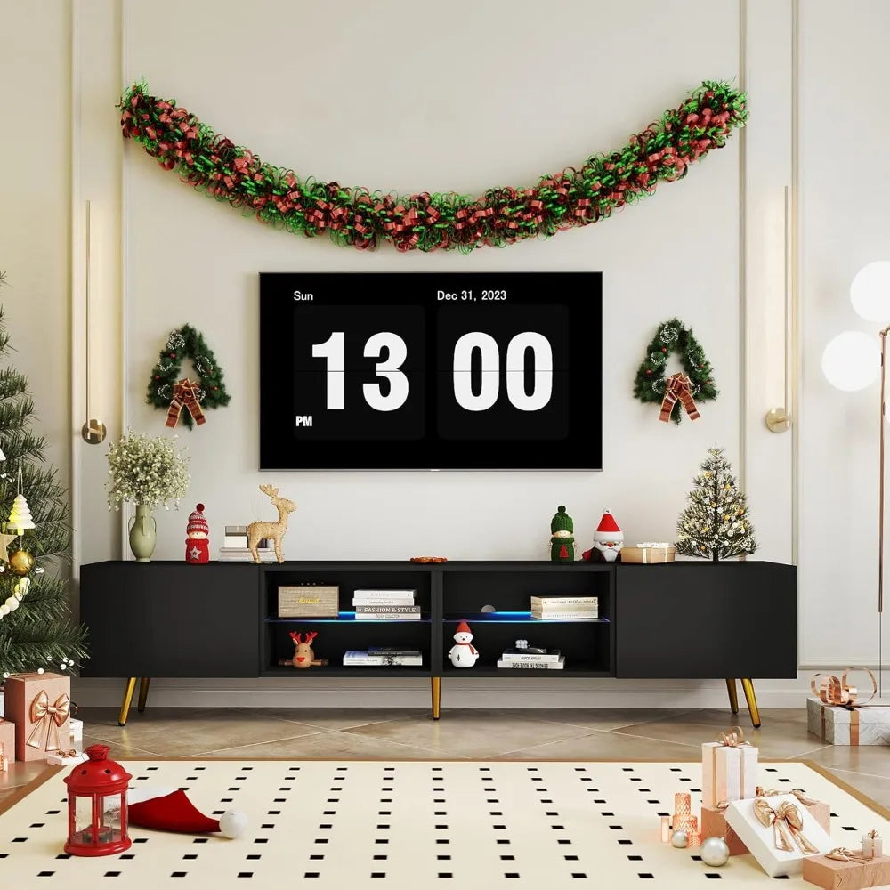 Television Console Table with Storage Cabinets