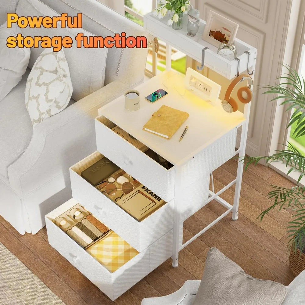 Charging Station and Led Lights Nightstand