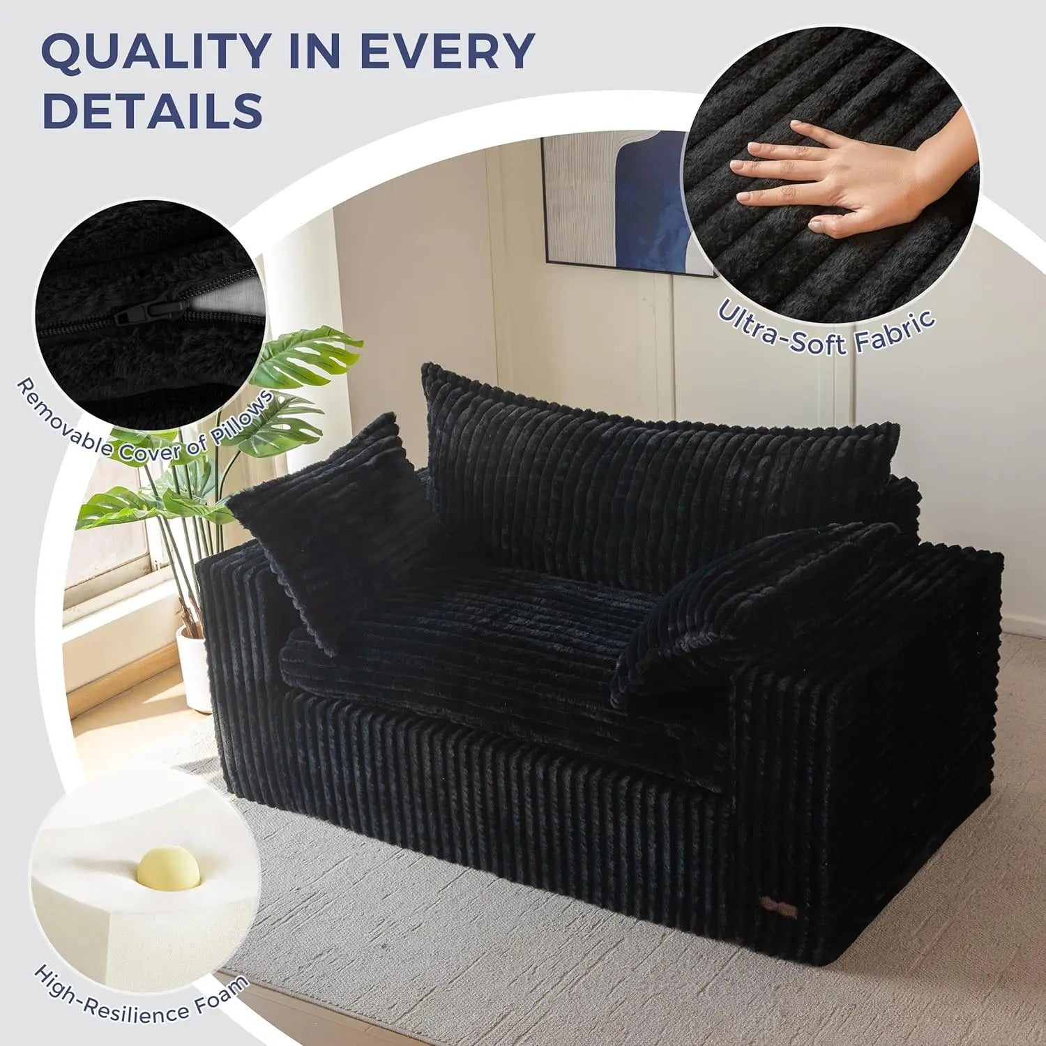 Bean Bag Chair Upholstered Loveseat Sofa