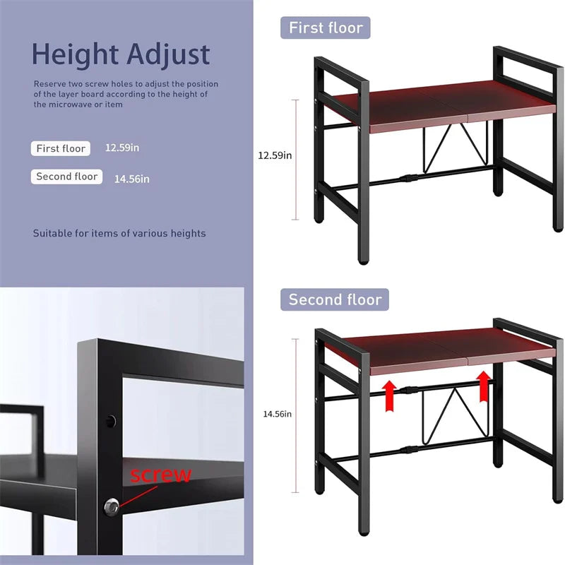 Adjustable Space-Saving Microwave Rack