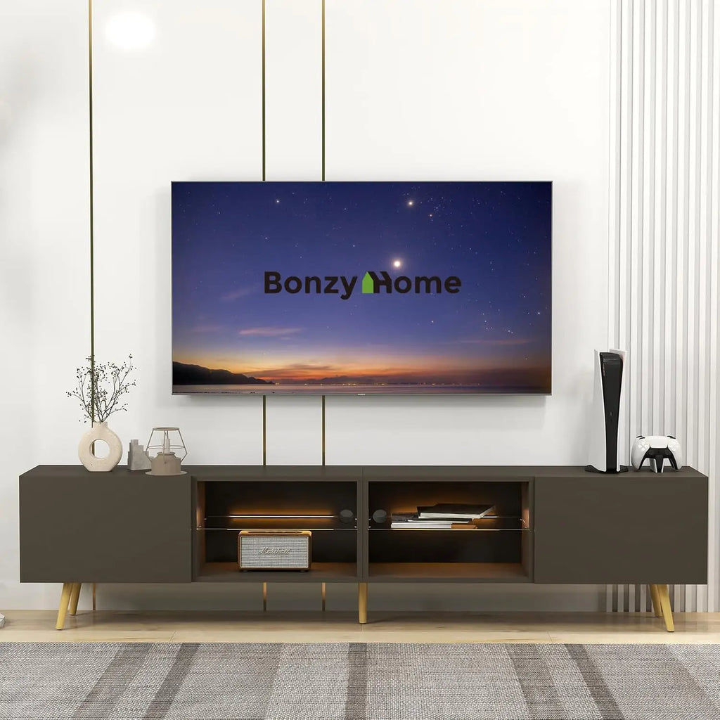 Television Console Table with Storage Cabinets
