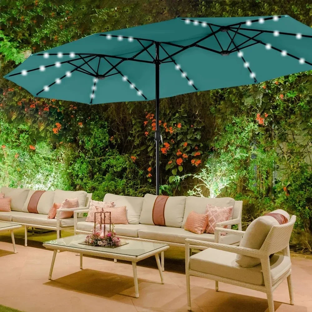 Extra Large Patio Umbrella with Solar Lights