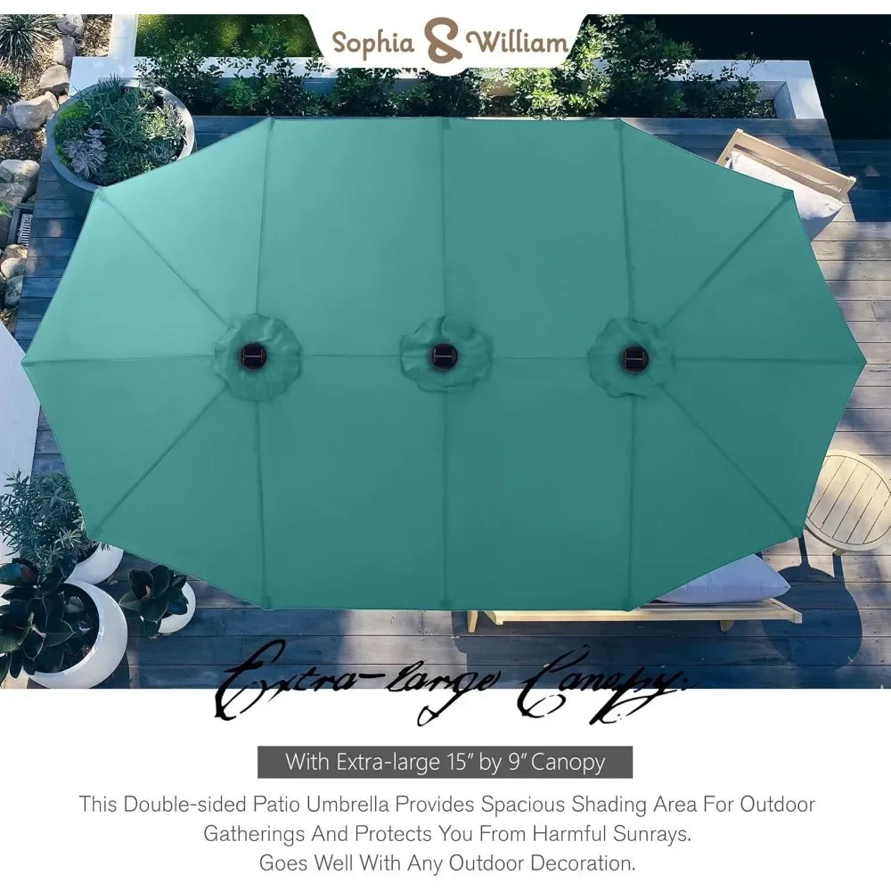 Extra Large Patio Umbrella with Solar Lights