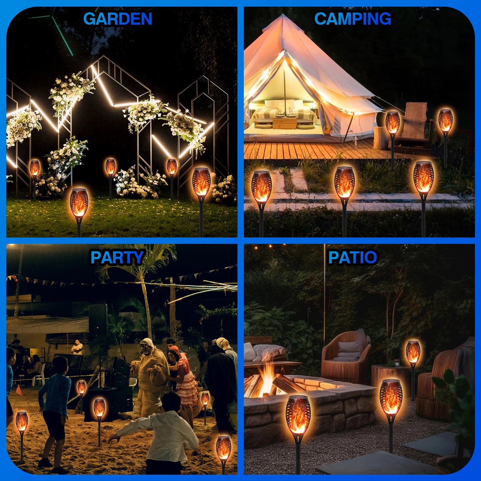 Solar Torch Lights with Flickering Flame