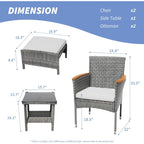 Outdoor Bistro Wicker Patio Set