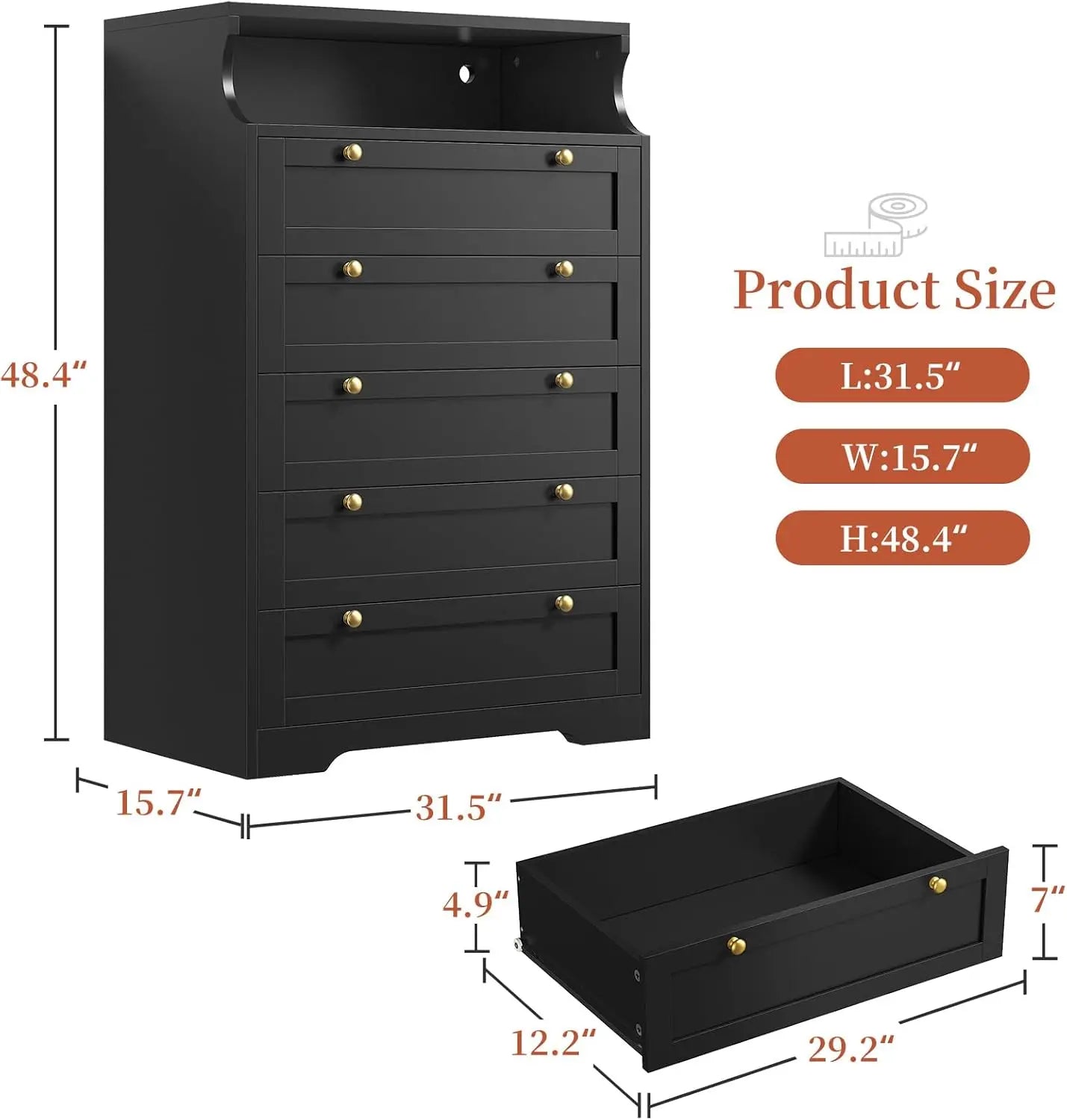 Dresser with LED Lights and  Shelves