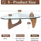Coffee Tables for Living Room-Triangle Glass Coffee Table with Wooden Base Modern Abstract End Table for Study Room Office Hotel
