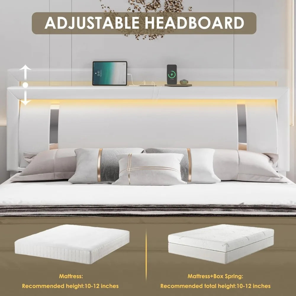 Queen Bed Frame with LED Headboard