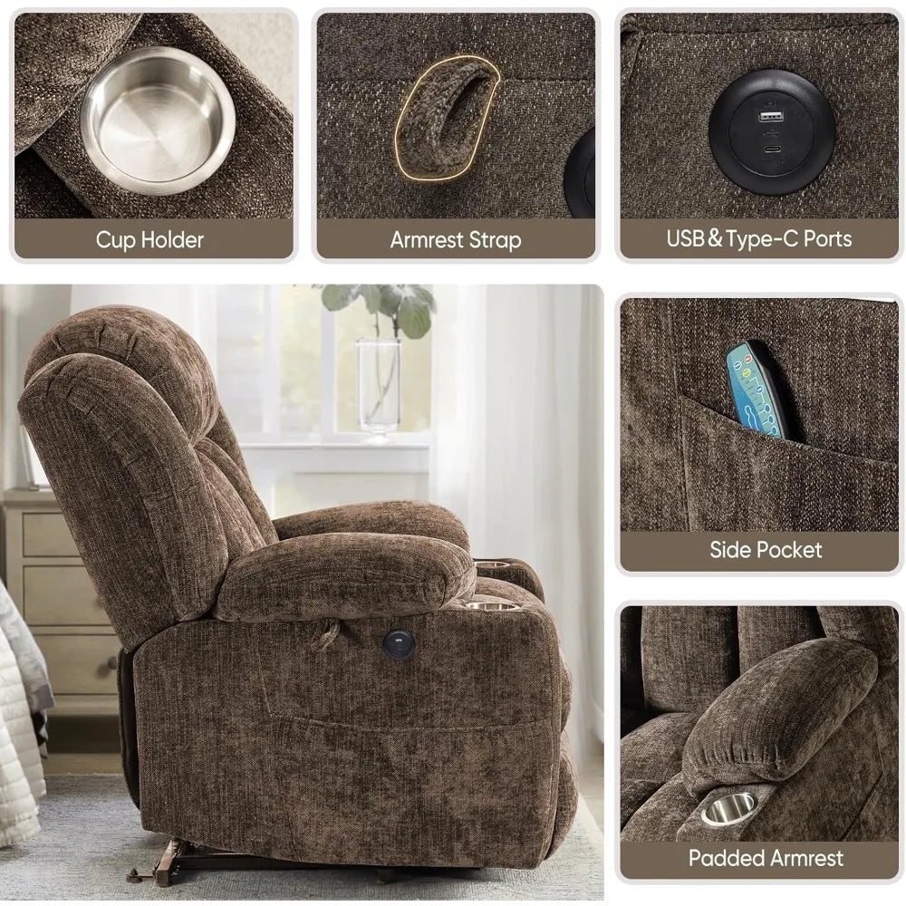 Large Power Lift Recliner with Heat