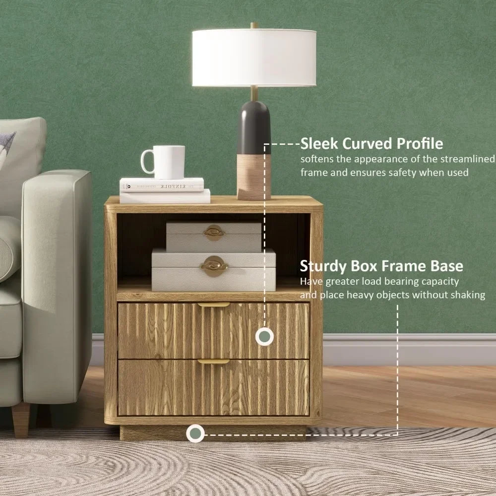 Fluted Nightstands Set  Modern Design