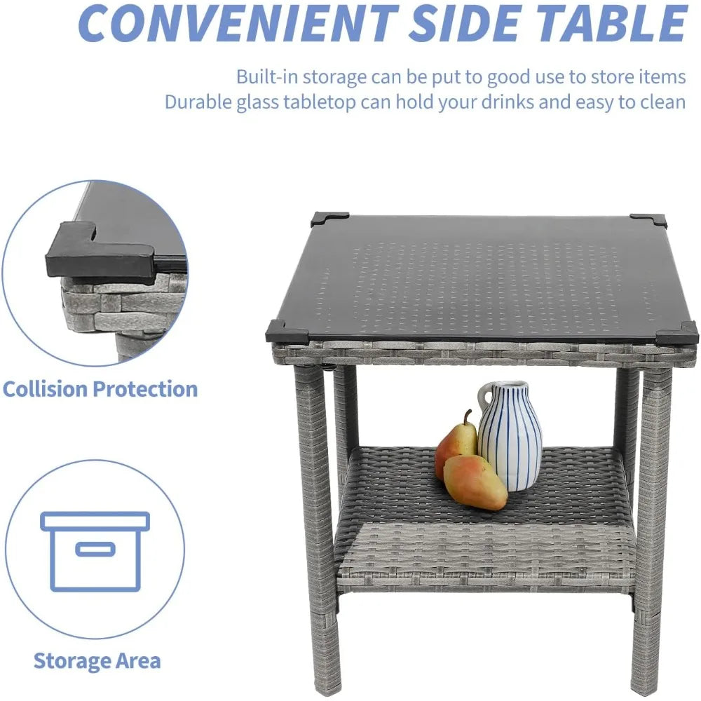Outdoor Bistro Wicker Patio Set