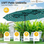 Extra Large Patio Umbrella with Solar Lights