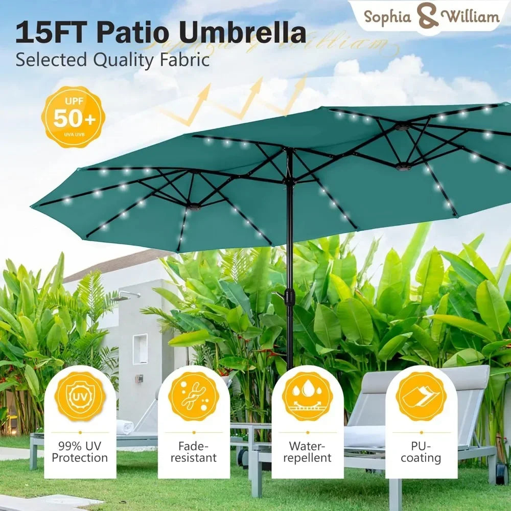 Extra Large Patio Umbrella with Solar Lights