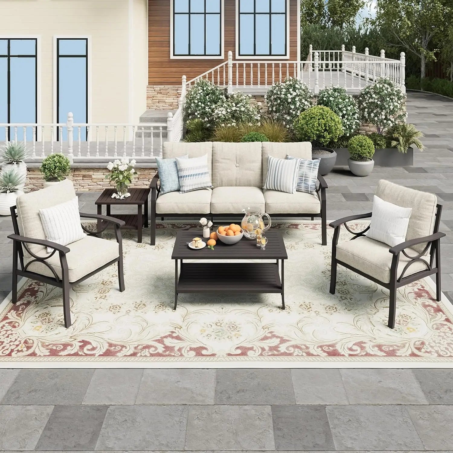 Outdoor Metal Sectional Furniture with Cushions