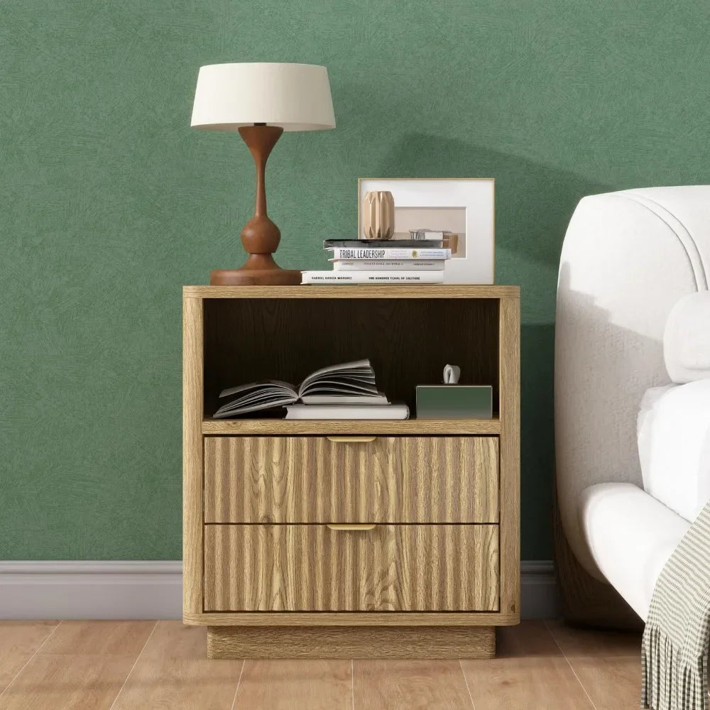 Fluted Nightstands Set  Modern Design