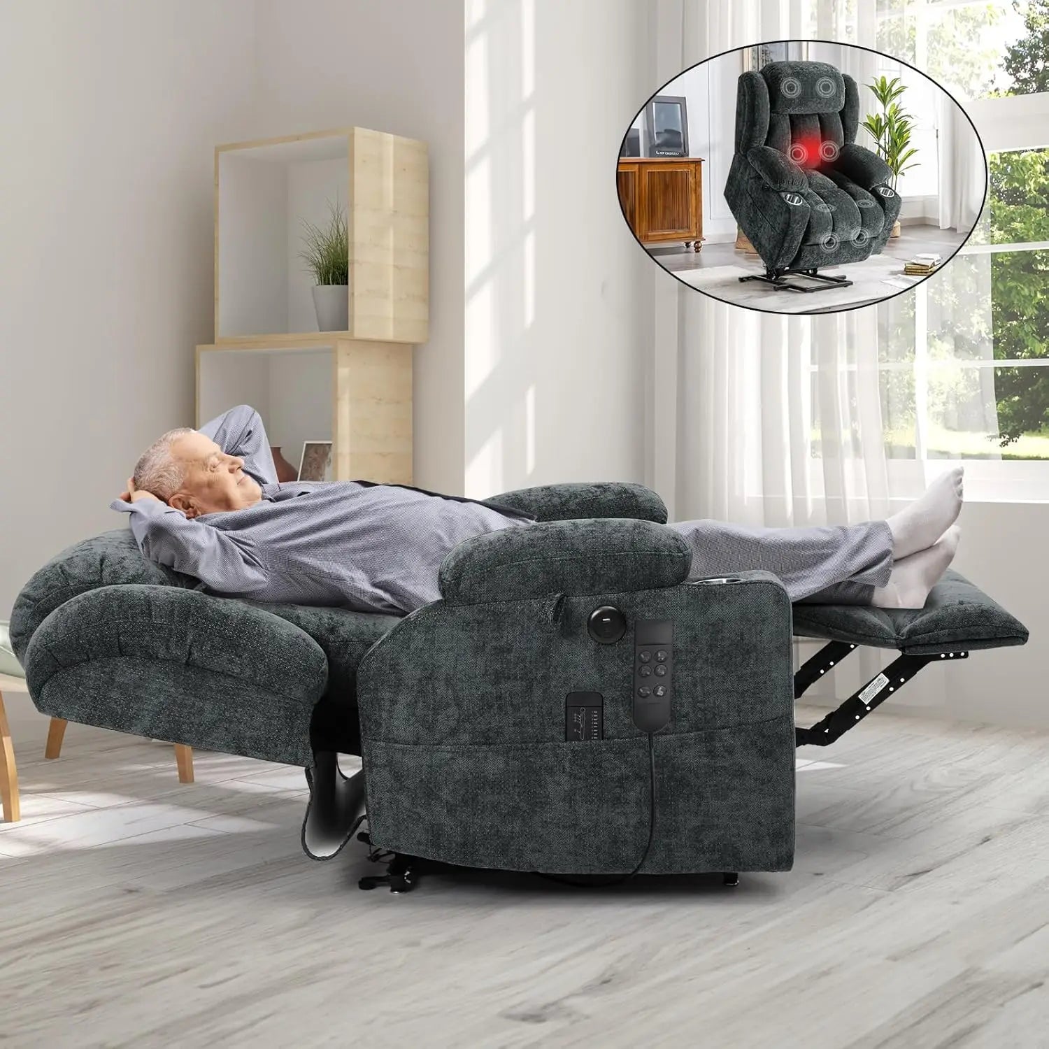 Large Power Lift Recliner with Heat