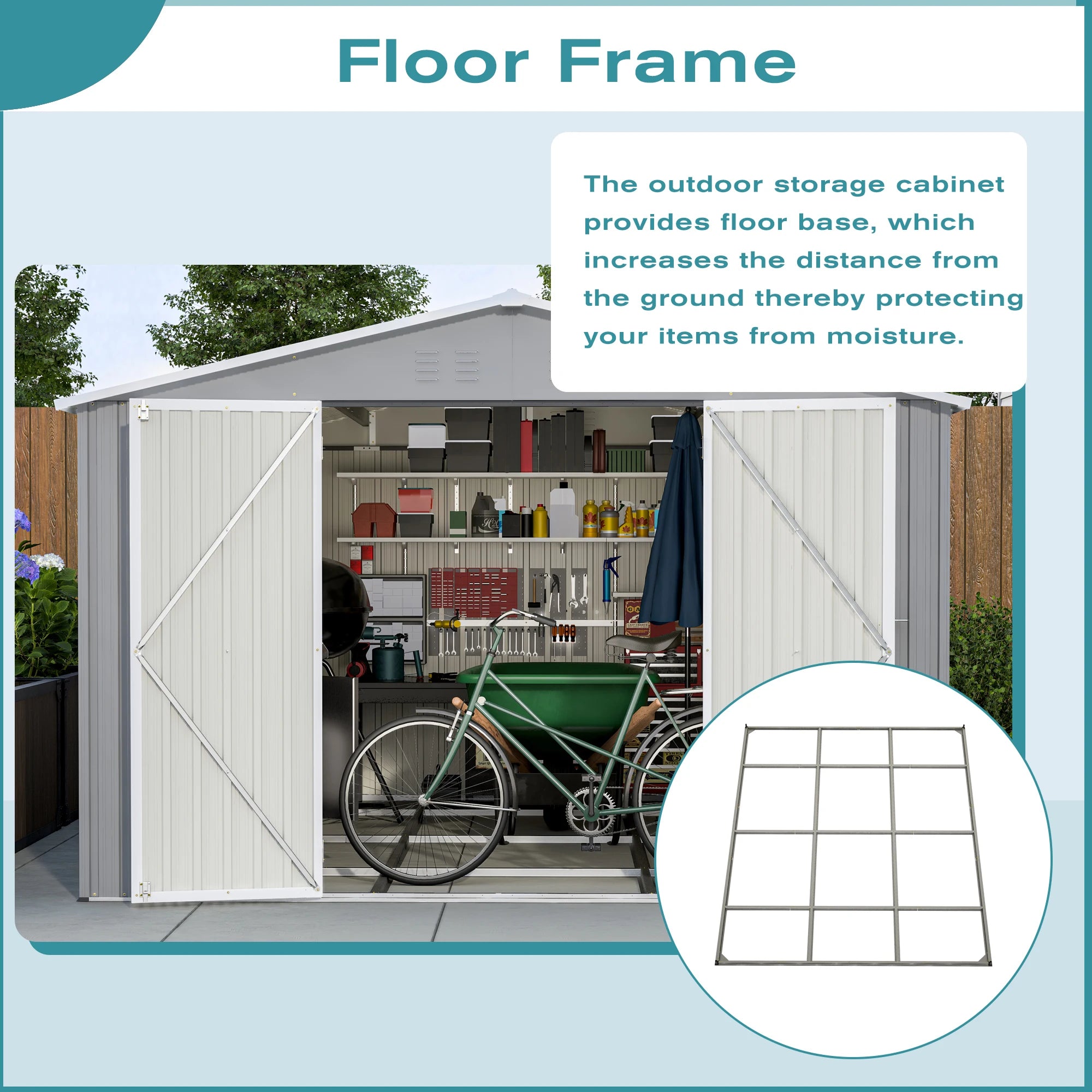 Large Utility Steel Garden Shed