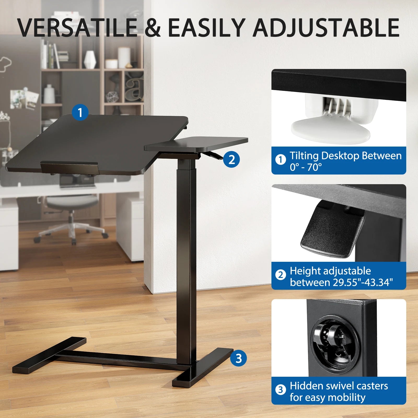 Tilt Top Adjustable Height Table Desk