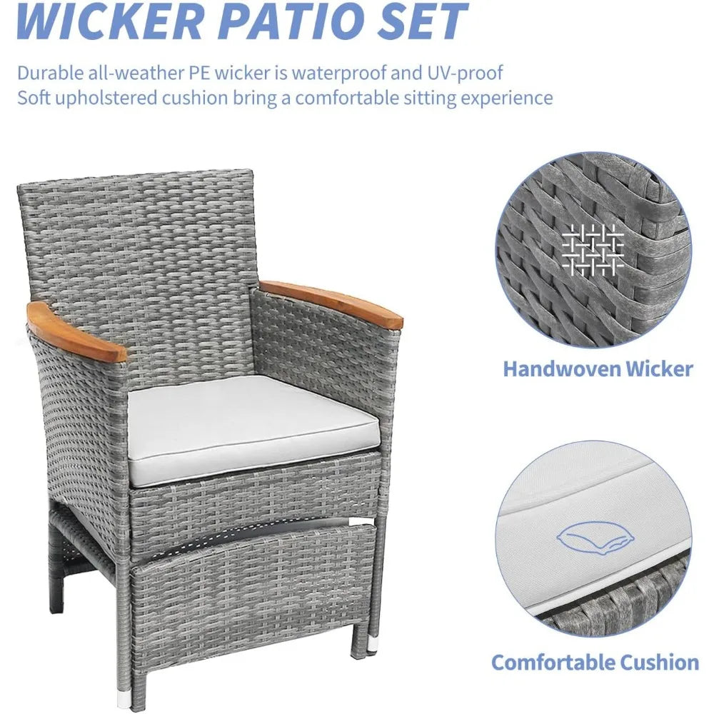 Outdoor Bistro Wicker Patio Set