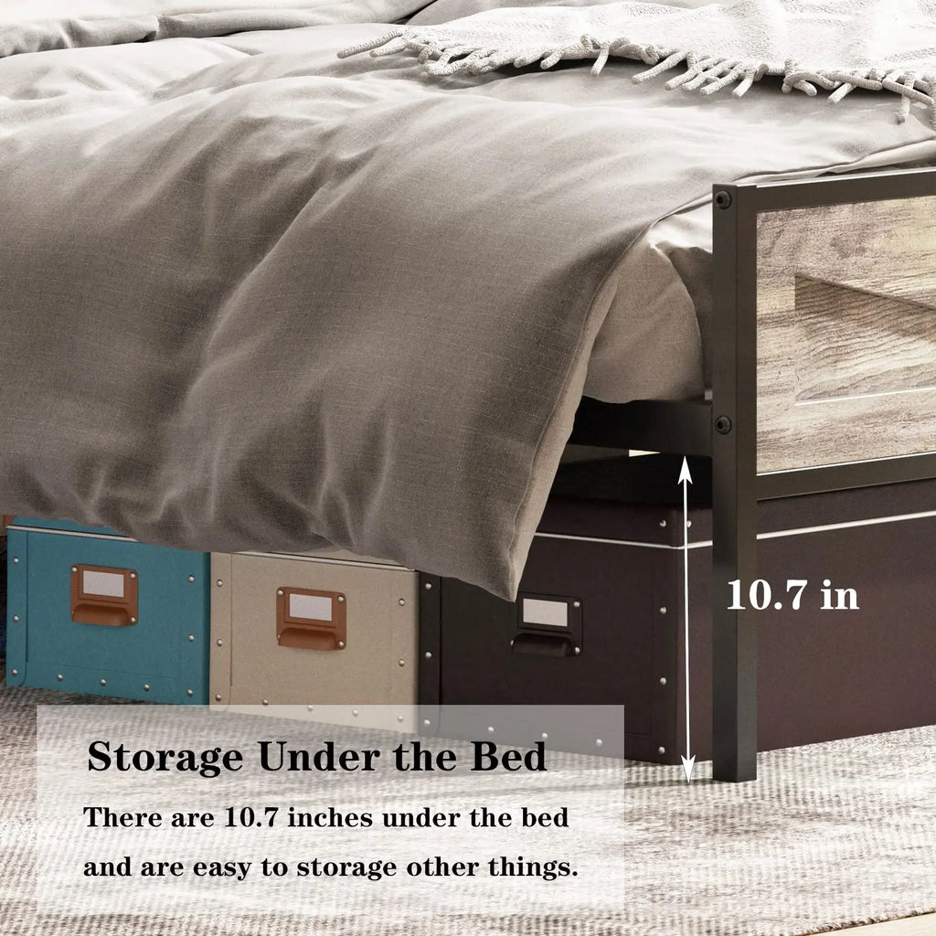 Queen/Full Bed Frame with Storage Headboard